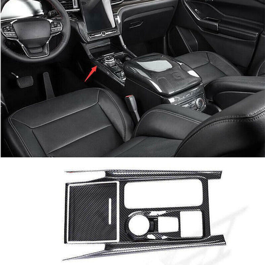 2X Carbon Texture Trim for Ford Explorer 2020-2024 Gearbox Panel Center Console