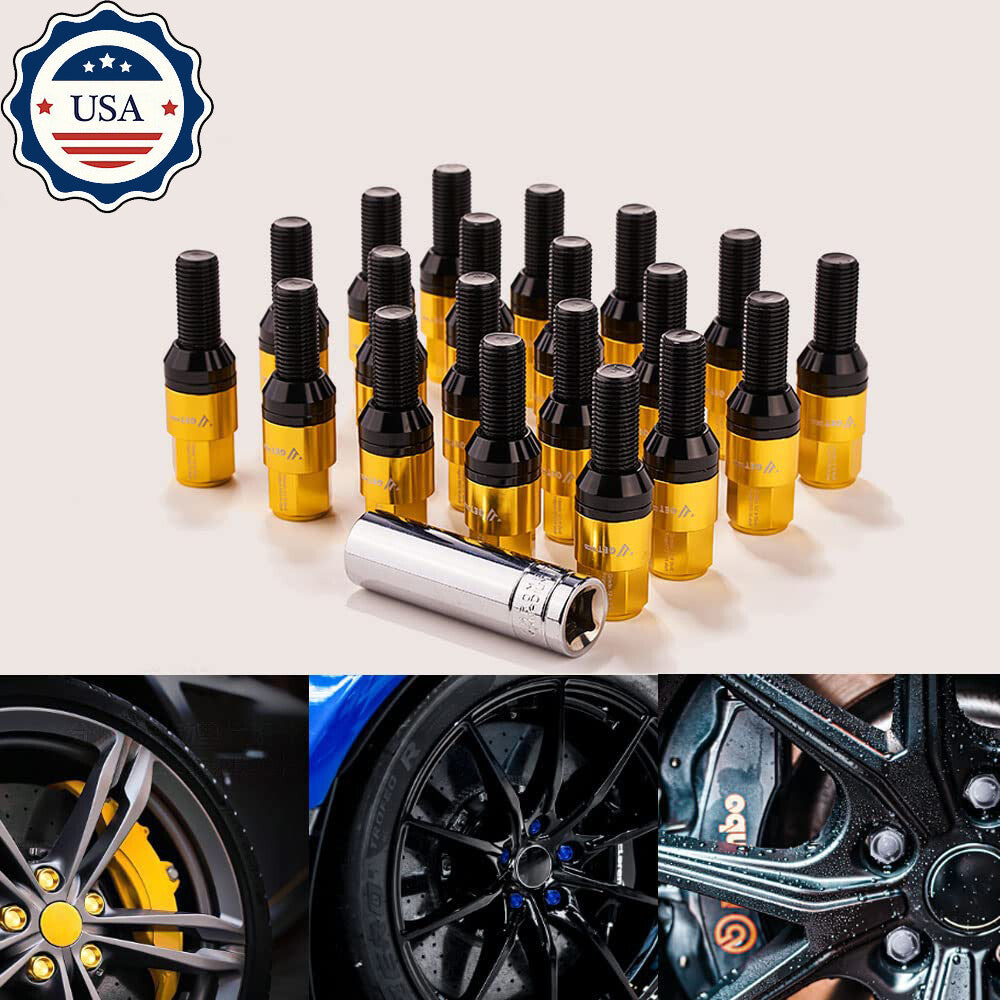 M12x1.25 Wheel Lug Bolts 20pcs Cone for Seat Studs 28mm Shank for Jeep for Chrysler Gold