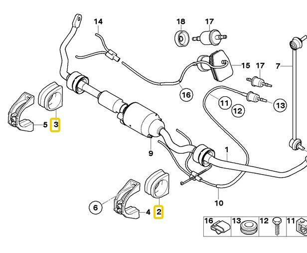 2-piece front suspension stabilizer Sway bar bushings for E65 E60 525i- n