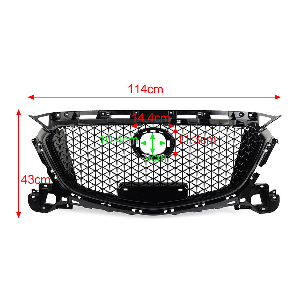Front Bumper Upper Grille Honeycomb Mesh Grille for Mazda 3 Axela 2017-2018
