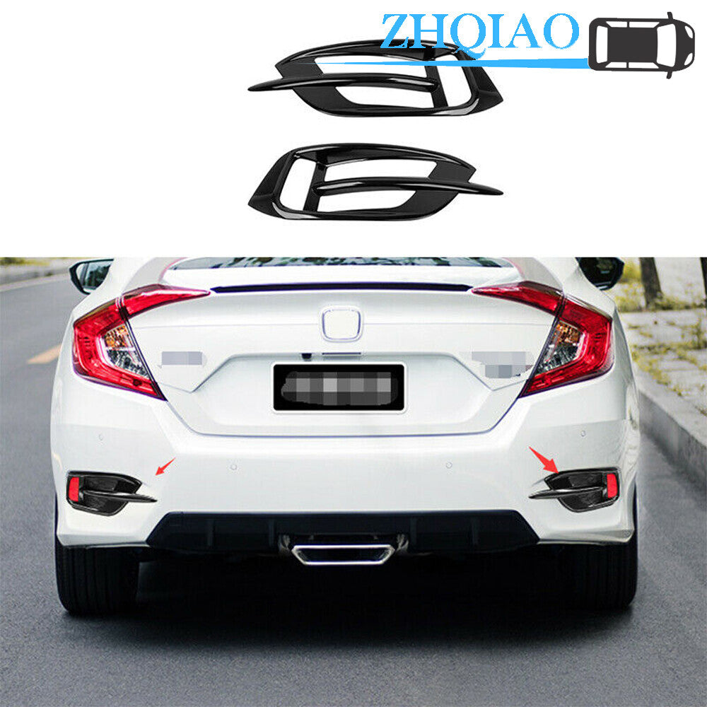 2pcs ABS Black Rear Fog Light Lamp Cover Trim Fit for 2016-2020 for HONDA for Civic 10th