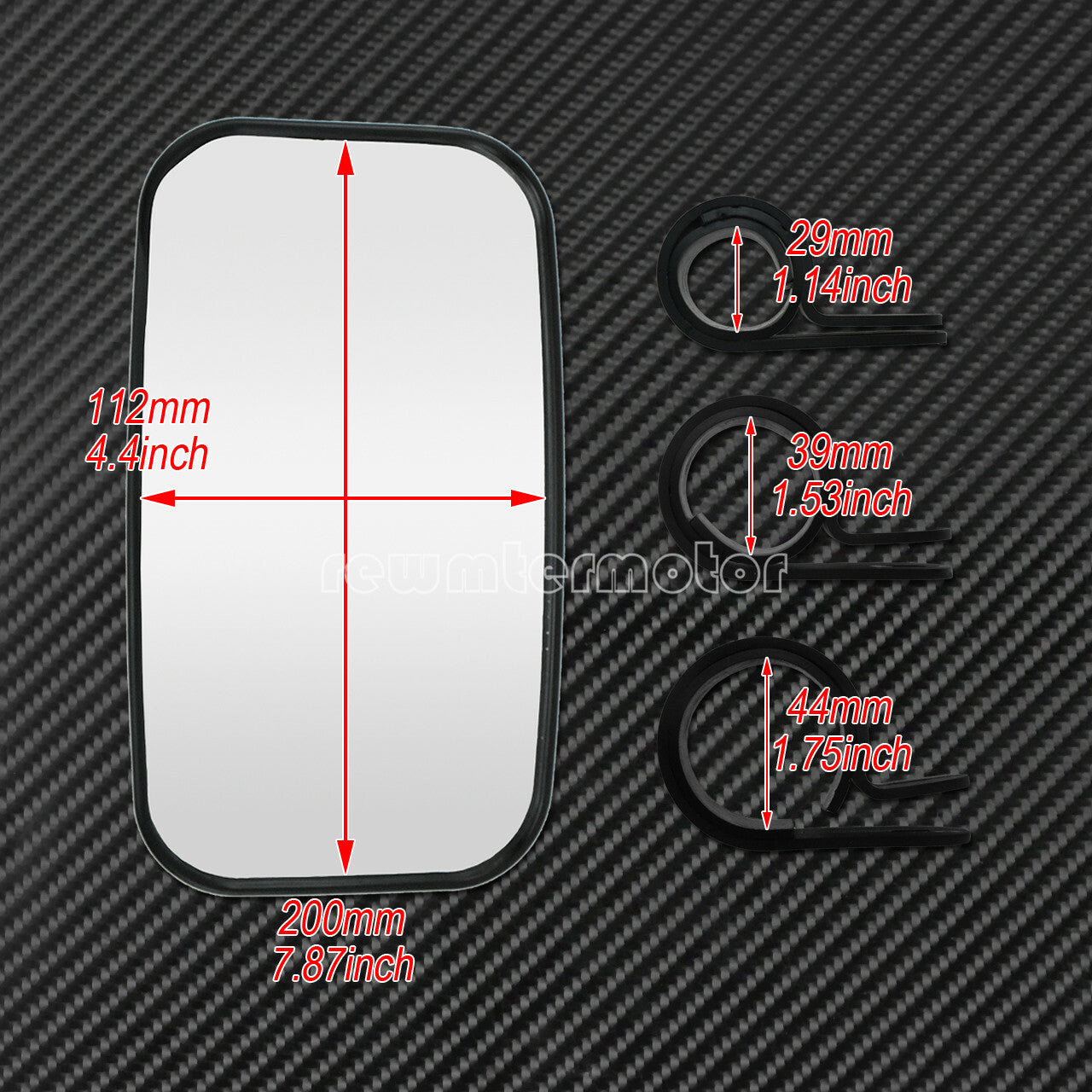 1.5'' 1.75'' 2'' Clamp Wide Rear Side View Race Convex Mirror Fits For UTV ATV Q