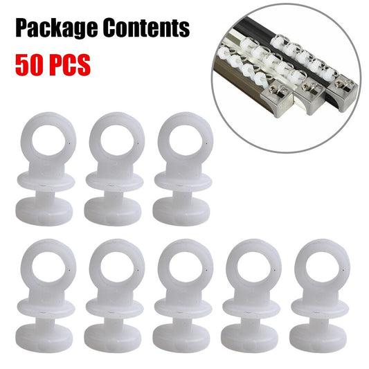 50-piece white curtain track hook treadmill suitable for campervans, RVs, and boats.