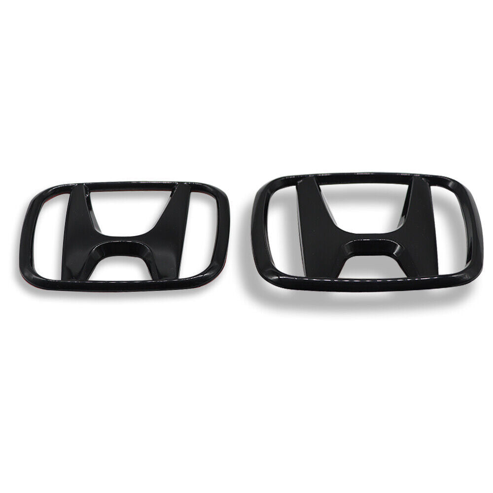 1Pair H+FE Glossy Black Front Rear Emblem Badge for HONDA for CIVIC FE 2021-2023