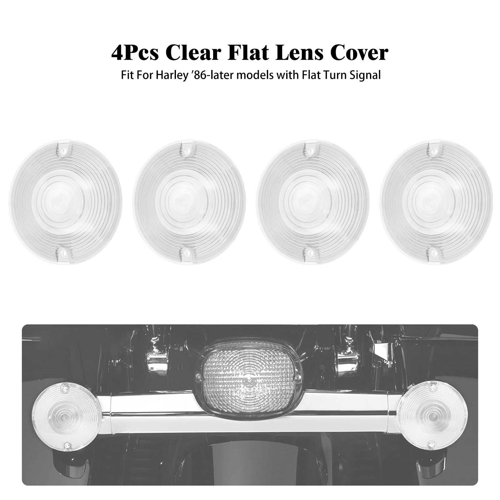 4x Clear Turn Signal Light Lens Cover for Harley Touring Road Street Glide 86-23