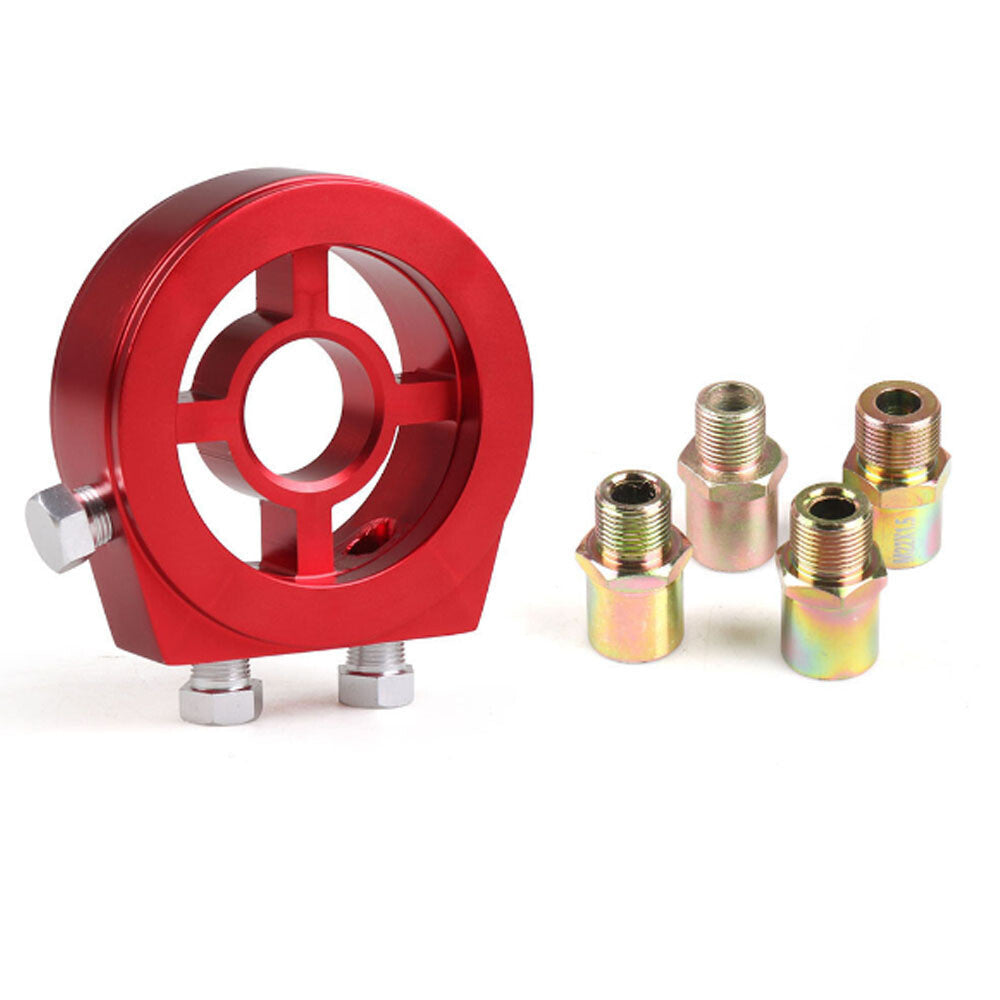 Oil Filter Pressure Cooler Sandwich Plate 1/8 Npt Adapter Sensor Red Q
