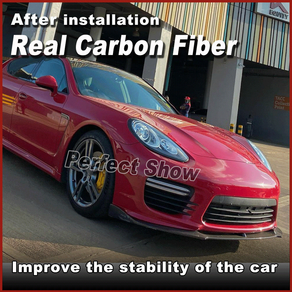 for Porsche for Panamera GTS Turbo S 2014-2016 REAL Carbon Front Bumper Lip Spoiler