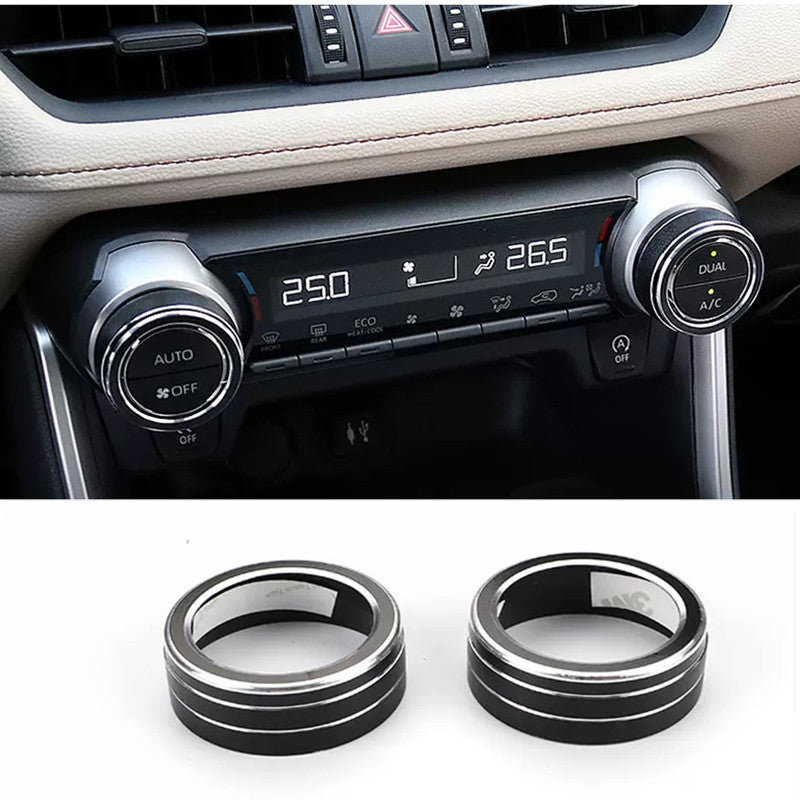 Black Console Air Condition Adjust knob Ring Cover For RAV4 2019-2023 v
