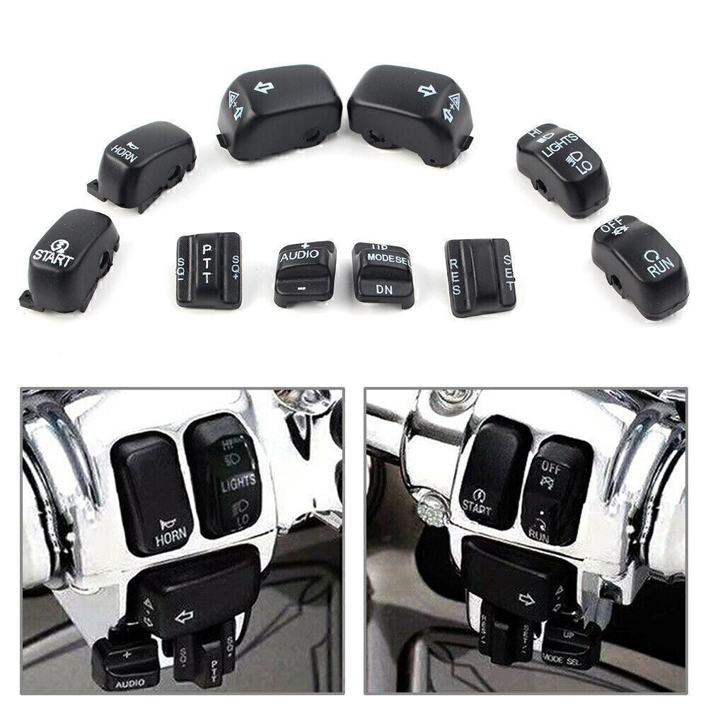 10-Piece Set for Harley Touring Handheld Control Switch Covers, Shells, and Button Caps (96-13) Q