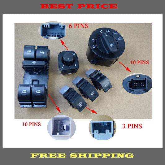 Suitable for Golf 5, 6, for Jetta , for Passat B6, CC, for Tiguan mirror window headlight switch set (6) n
