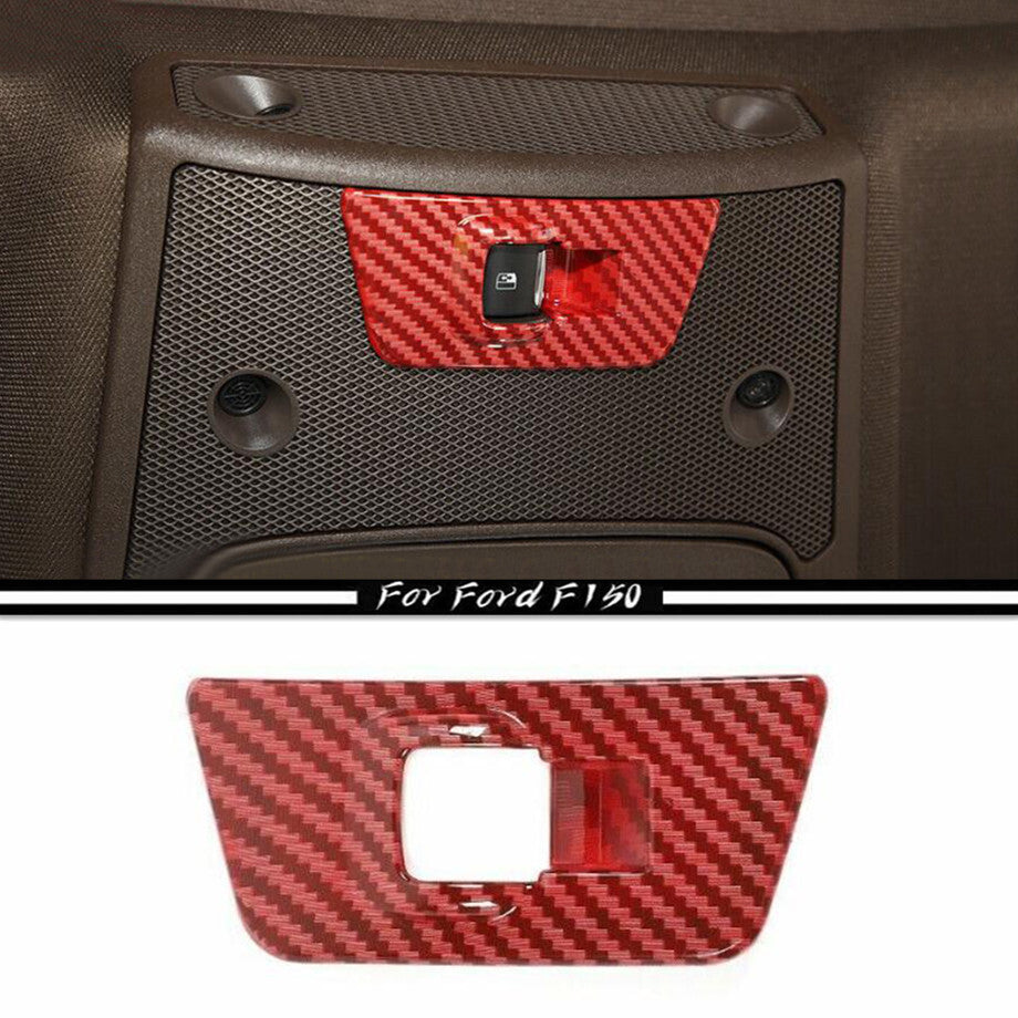 For 15-2020 F150 Red Carbon Fiber Tail Rear Small Window Switch Cover Trim v