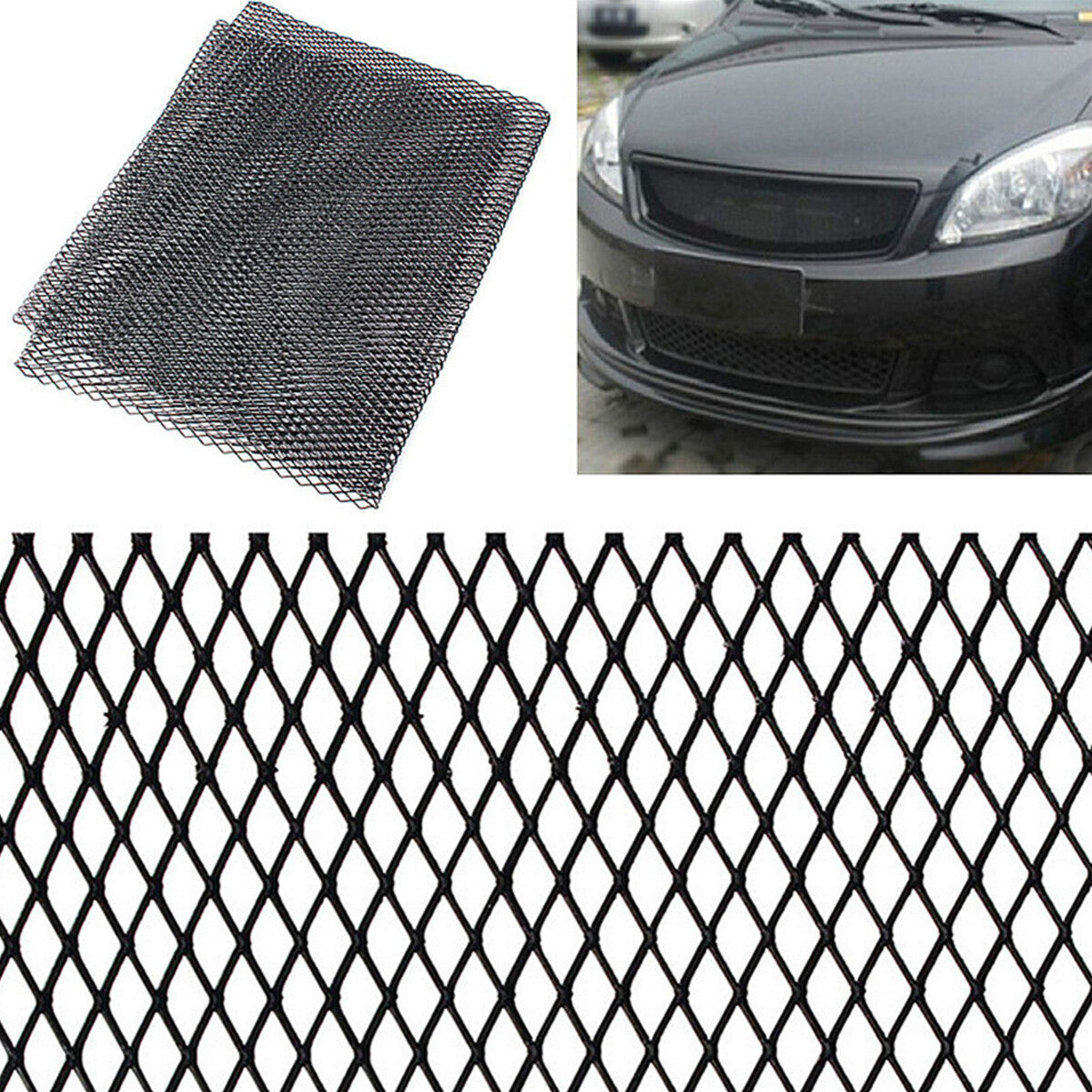 Black 40''x13'' Aluminum Mesh Grill Cover Car Bumper Fender Hood Vent Grille Net