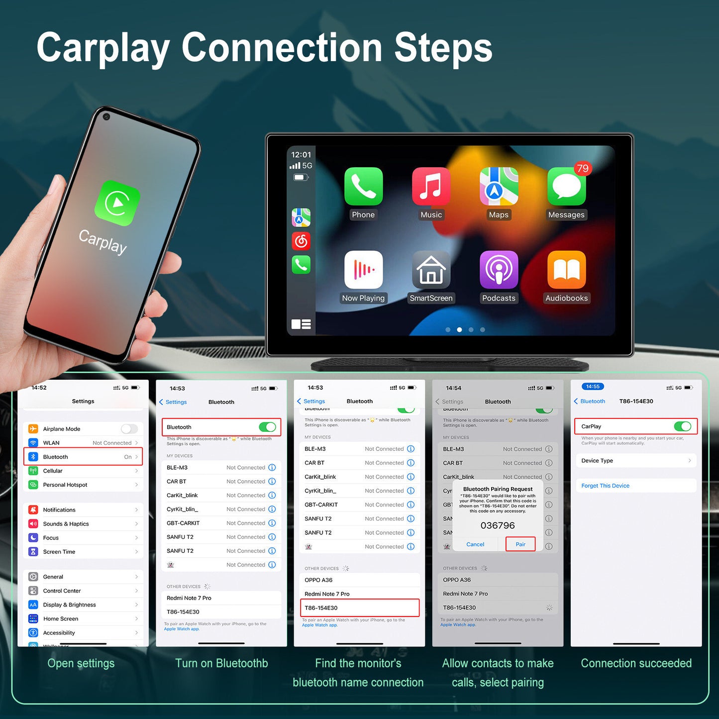 9-inch HD Touchscreen Car Stereo Bluetooth Player with CarPlay and Android Auto n