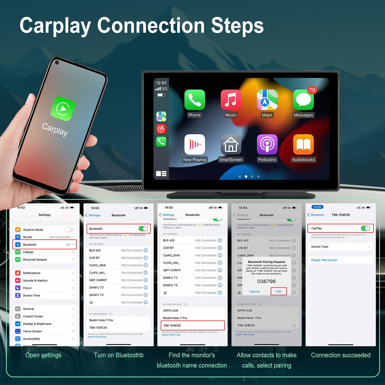 9-inch HD Touchscreen Car Stereo Bluetooth Player with CarPlay and Android Auto n
