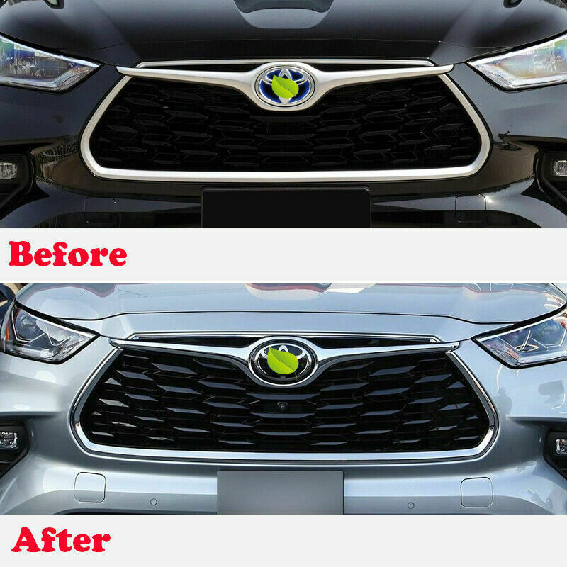 Chrome Front Bumper Grille Grill Mesh Frame Trim for Toyota Highlander 2020-2023