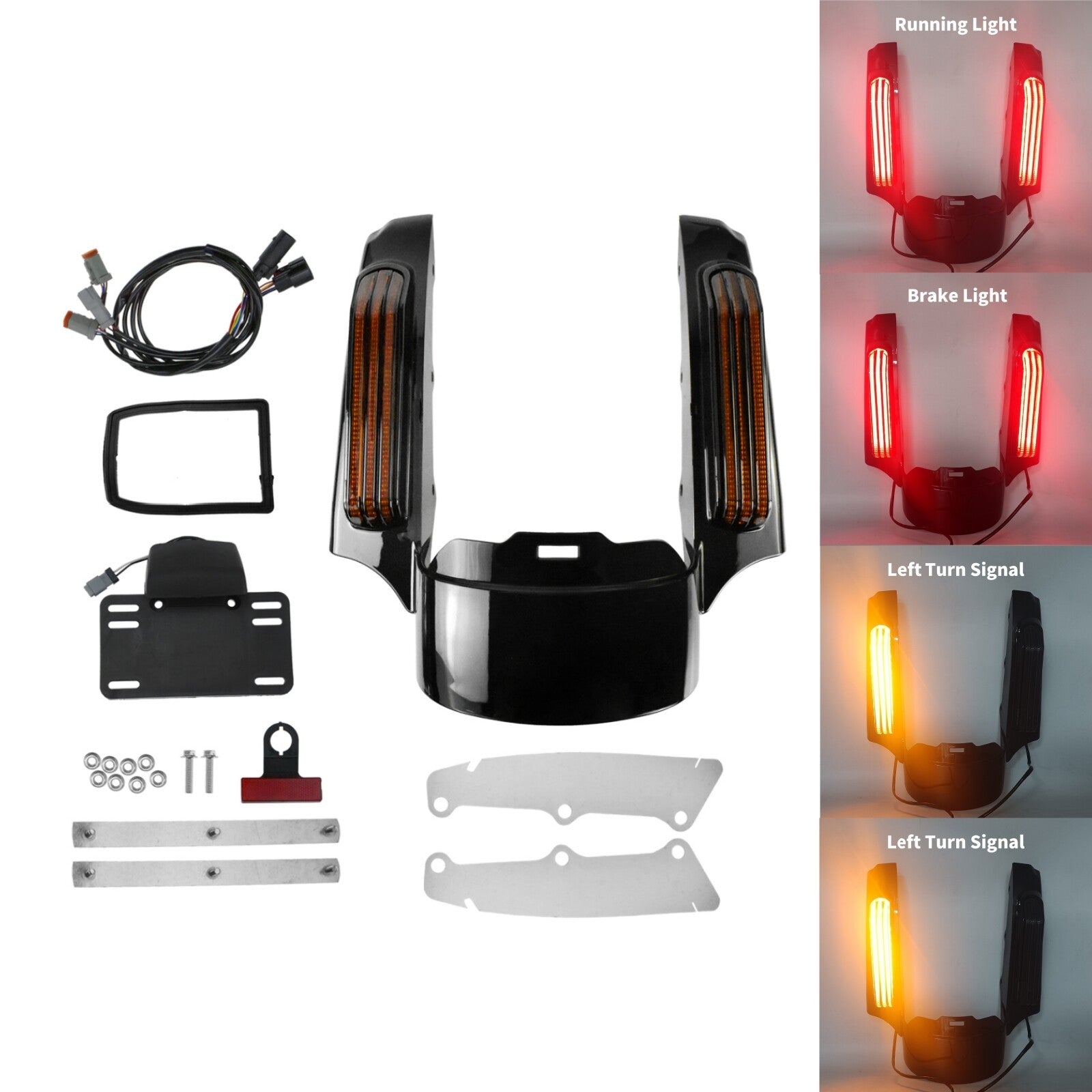 Rear Fender Fascia LED Light w/ Amber Lens for Harley Road Electra Glide 14-23