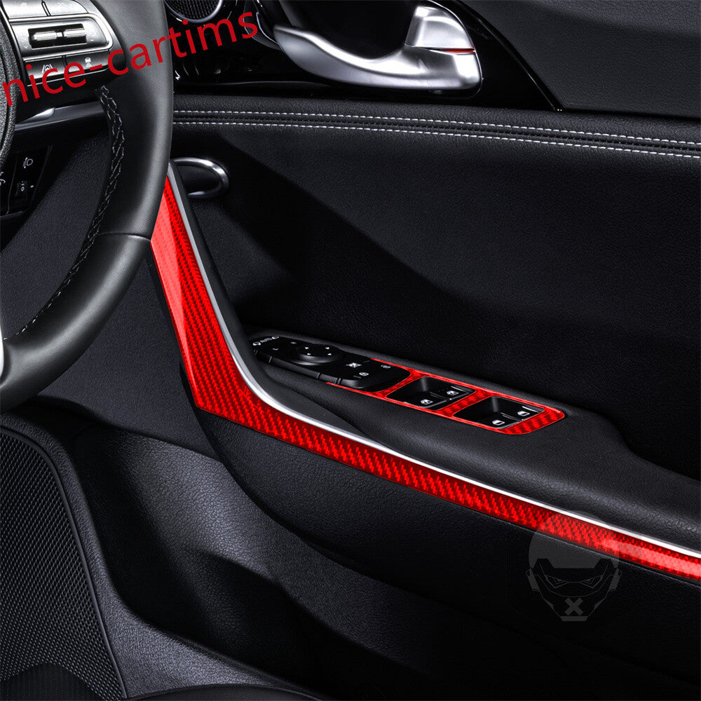 for Kia Stinger 2019-23 RHD Window Lift Switch Door Panel Set Trim Red Carbon¡Á6