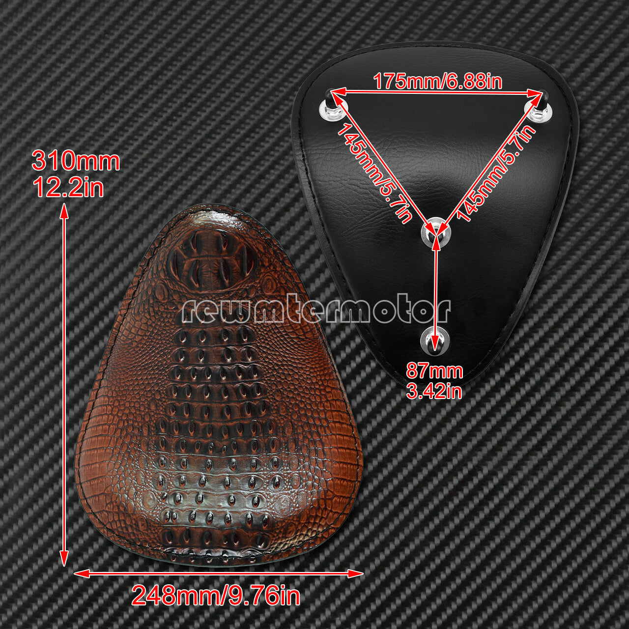 Brown Alligator Emboss Solo Driver for Seat Fit for Harley Chopper Bobber PU Leather