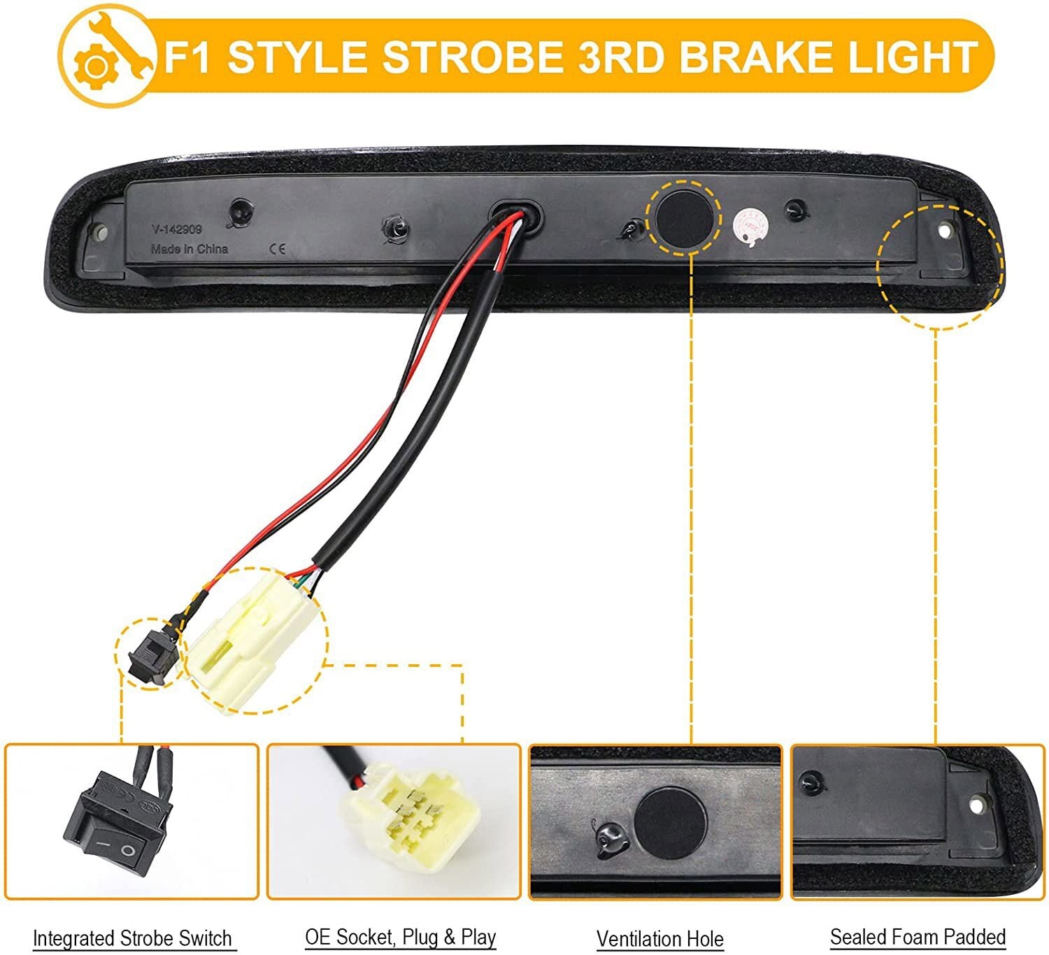 For 1997 - 2011 for Dodge Dakota SLT Flashing Lights LED Third Tail Brake Light Cargo Light - v