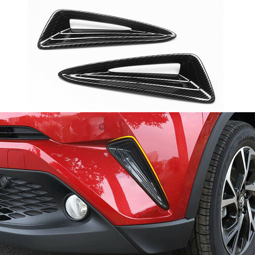 for Toyota C-HR CHR 2016-2019 2x Carbon Fiber Front Bumper Fog Light Cover Trim