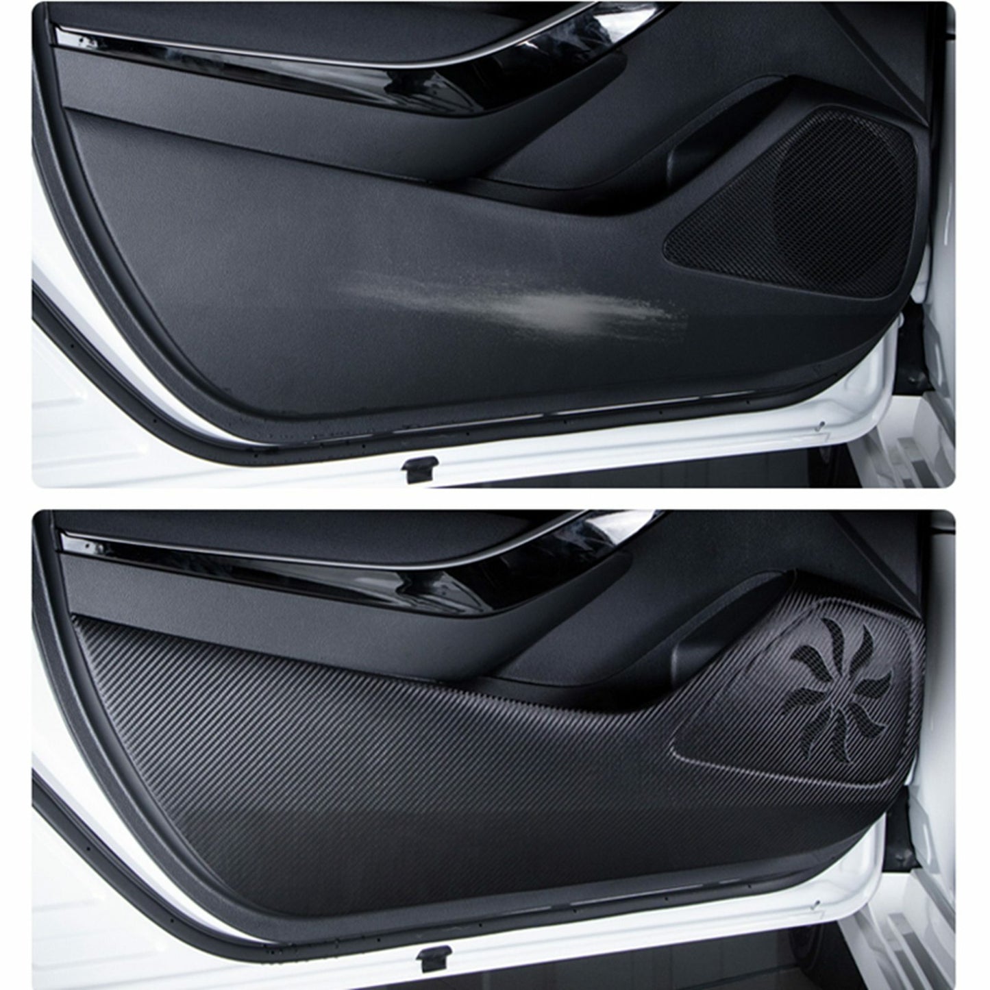Carbon Fiber Leather Door Anti Kick Pad Panel Cover for Hyundai for Tucson 21-22 AT