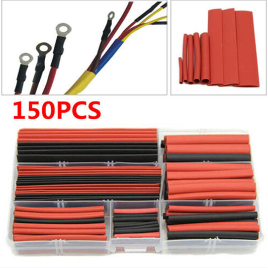 150-piece set of 2:1 heat shrink tubing-wrapped cable kit in 8 sizes - n