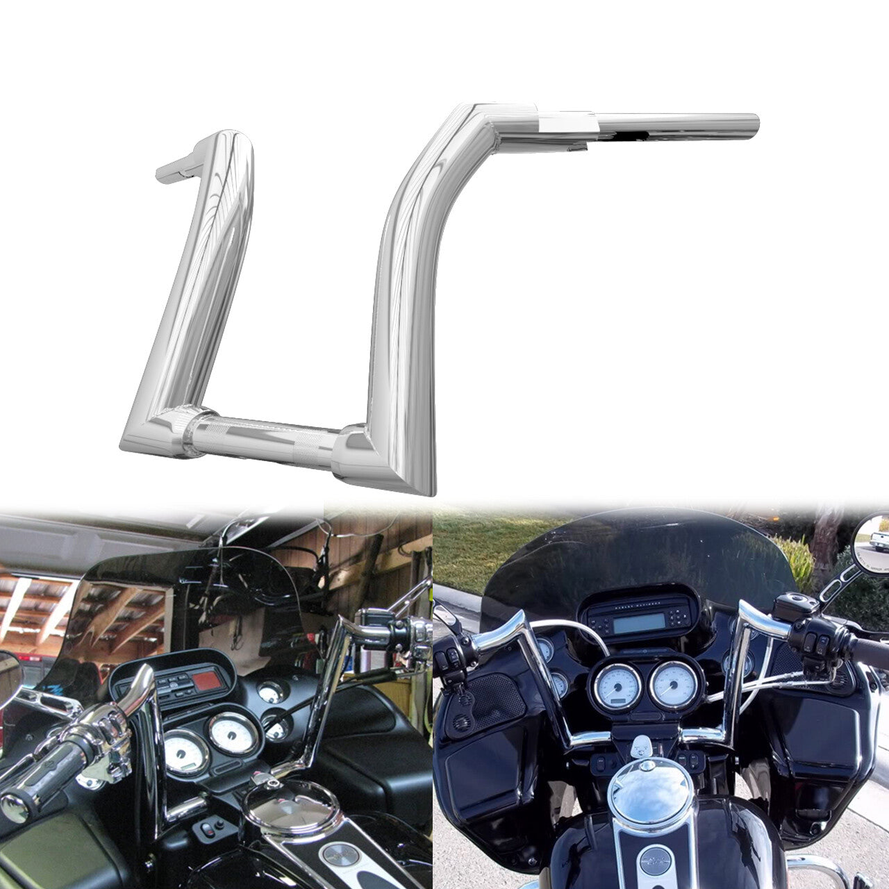 Chrome 14 Ape Hanger Handlebar 1.25Riser for Harley Road King Road Glide 14-23