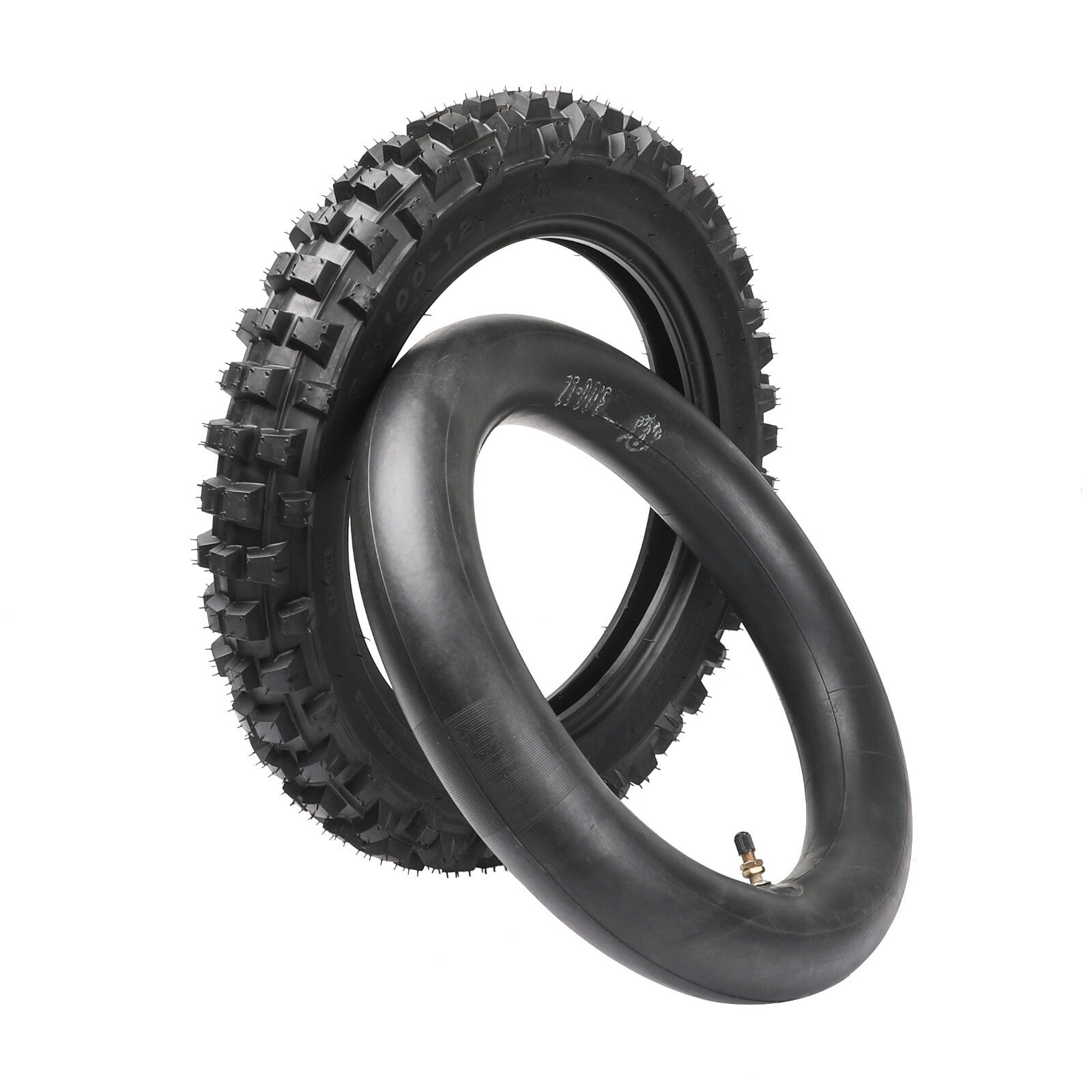 60/100-14 and 80/100-12 front and rear tires + inner tubes are suitable for Dirt Pit bicycles and Knobby tires.