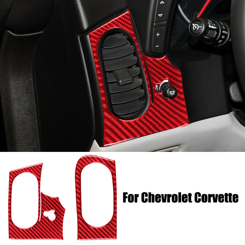Red carbon fiber car air vent socket cover trim for Corvette C6 05-13- n