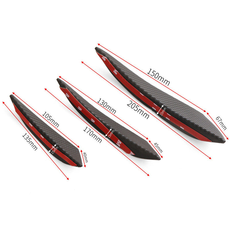 6-Piece General Motors Front Bumper Lip Splitter with Carbon Fiber External Rubber Sheets n