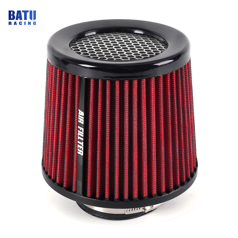 Red 3 76mm High Flow Inlet Cold Air Intake Cone Replacement Dry Air Filter
