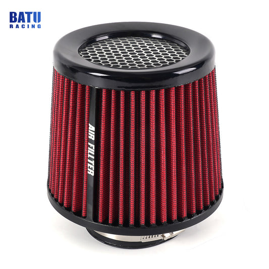 Red 3 76mm High Flow Inlet Cold Air Intake Cone Replacement Dry Air Filter