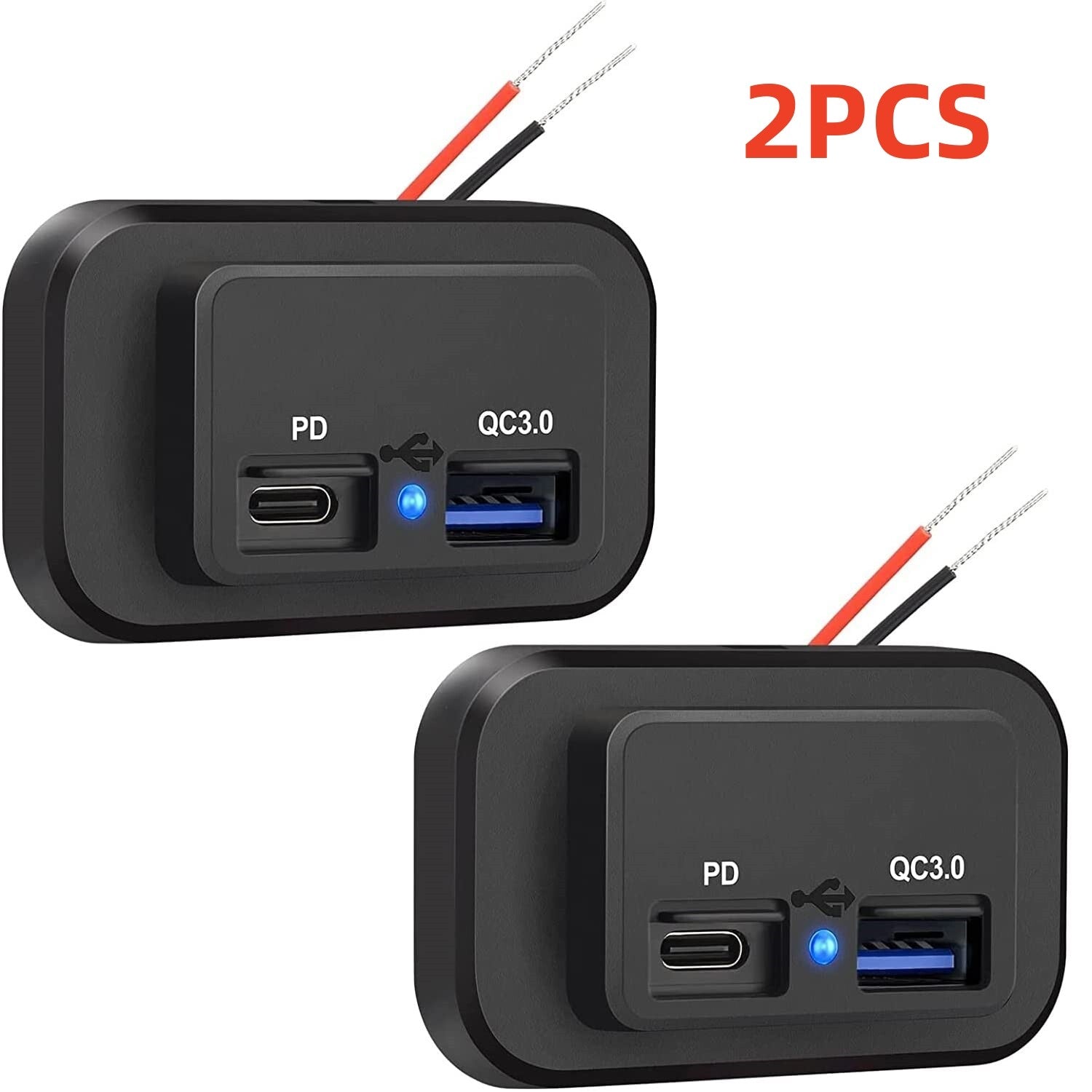 2pcs 12V-24V Dual Mobile Phone Fast Charger Adapter PD QC 3.0 Type-C USB Suitable for Cars and Trucks n