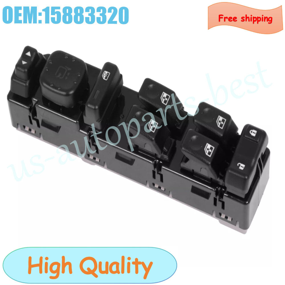 Power Window Switch Front Driver Left Side Black For GM for Chevy Silverado 15883320