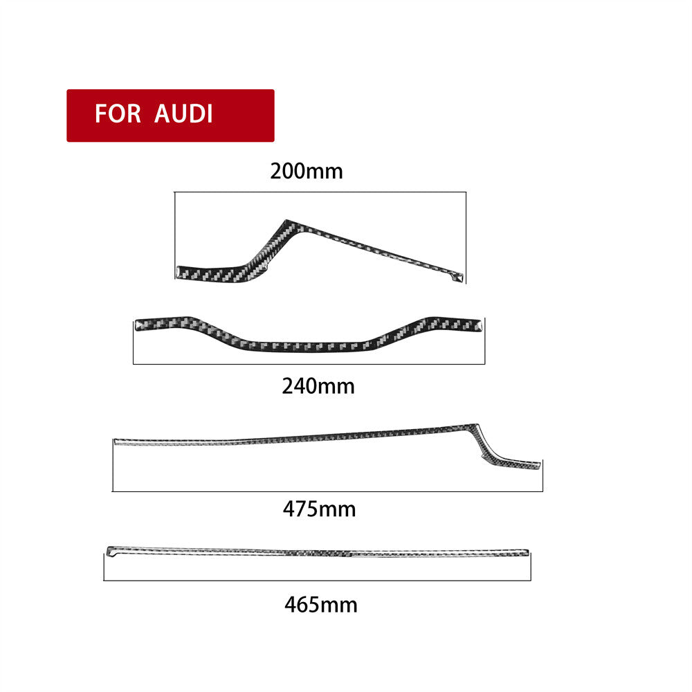 for Audi A4 A4L B9 2017-19 RHD Center Console Dashboard Panel Cover Carbon Fiber