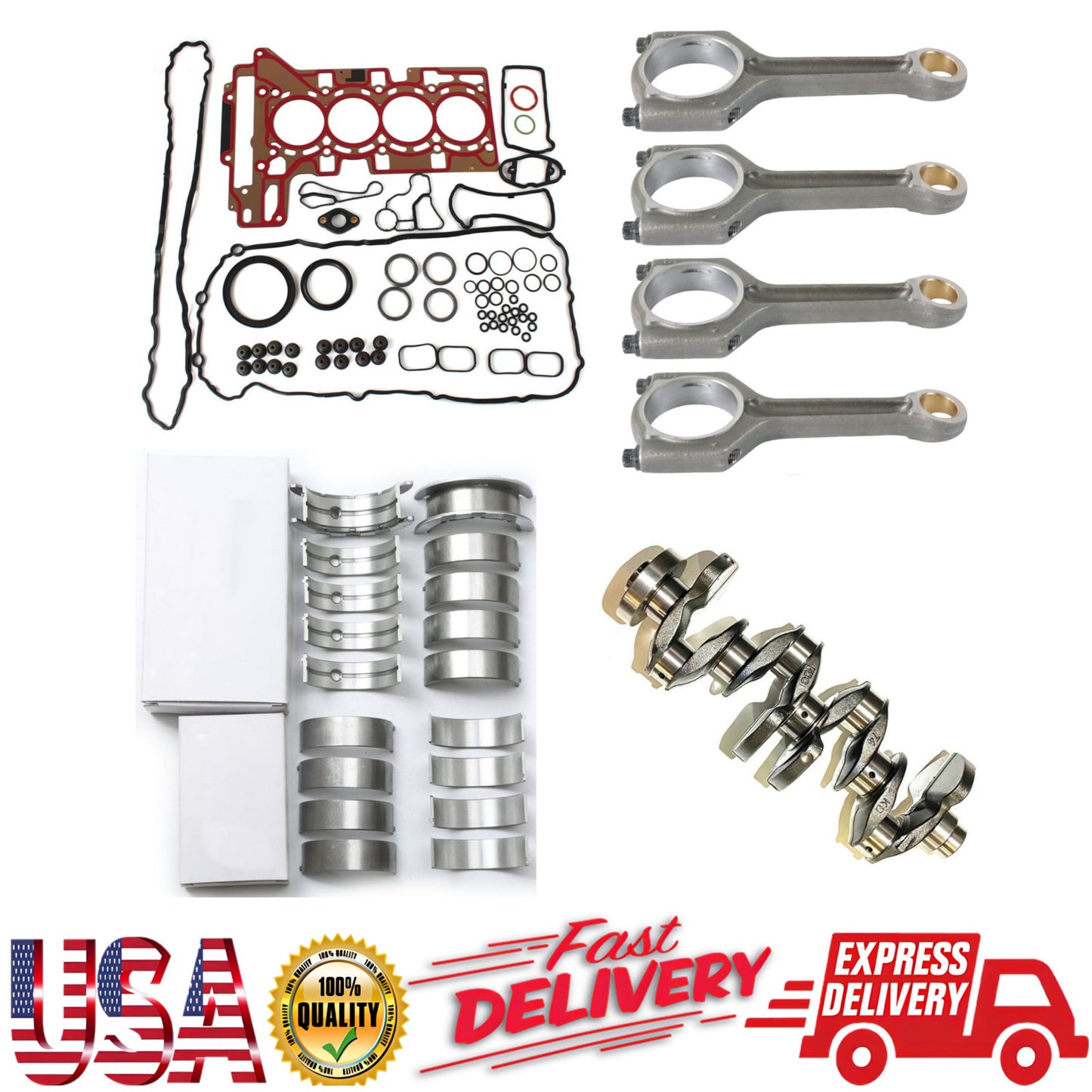 MLS Cylinder Head Gasket Set w/ Crankshaft + Connecting Rod for BMW 428i 320i US