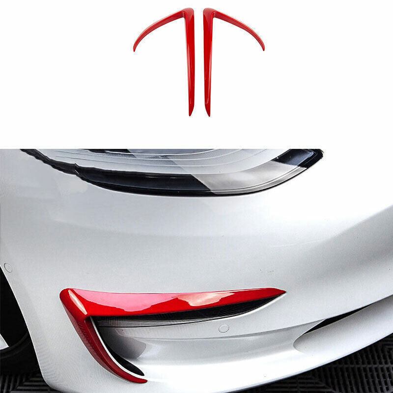 For Model 3 2020-2023 Glossy Red Front Fog Light Lamp Spoiler Strip Trim n