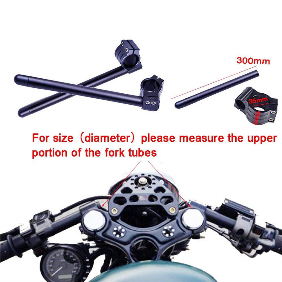 HANDLEBAR, 7/8, CLIP-ON, 35MM, Fork Tube, BLACK, CAFE RACERS, BOBBERS,Universal Q
