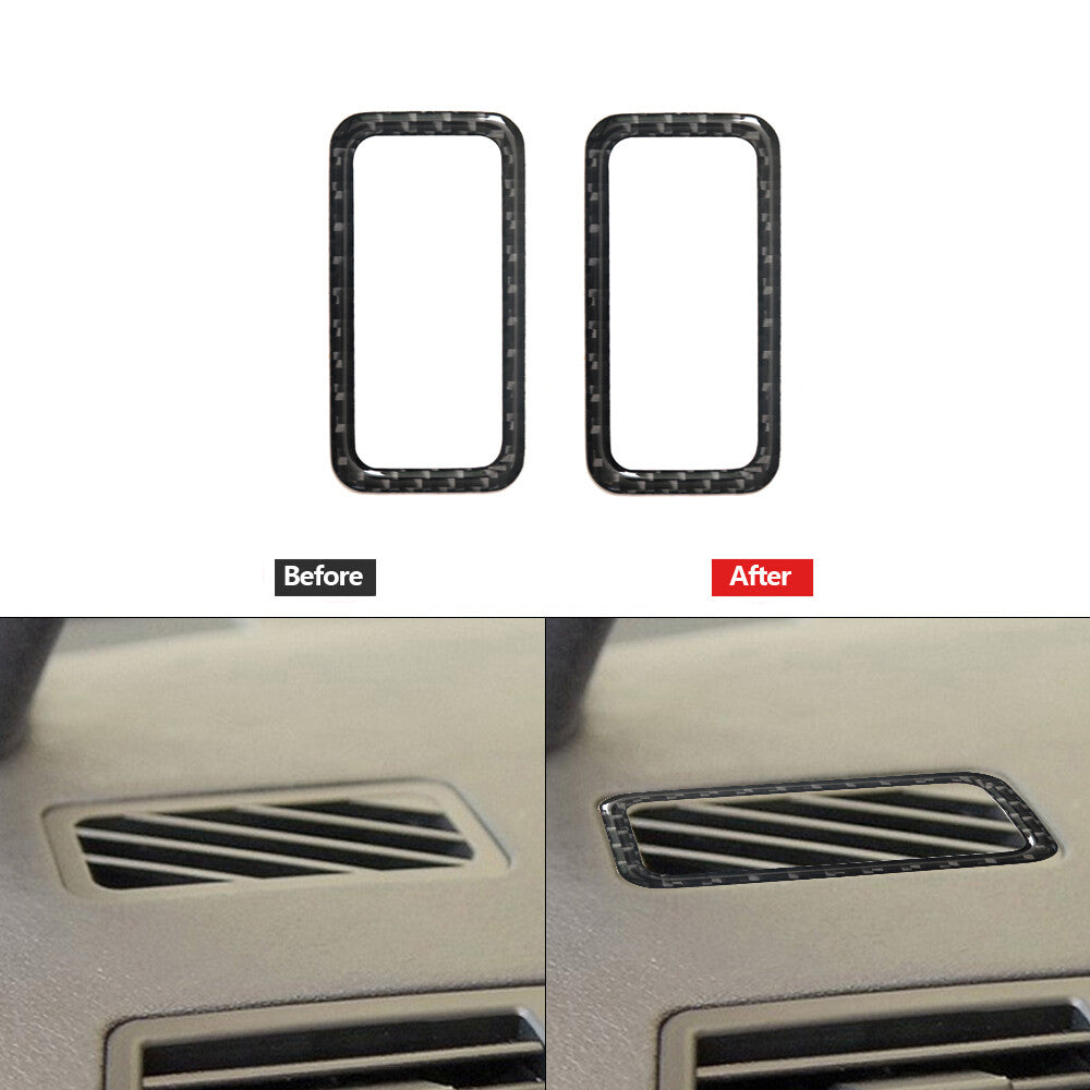 2X Carbon Fiber Vent Outlet Console Trim for BMW X5 2000-2006
