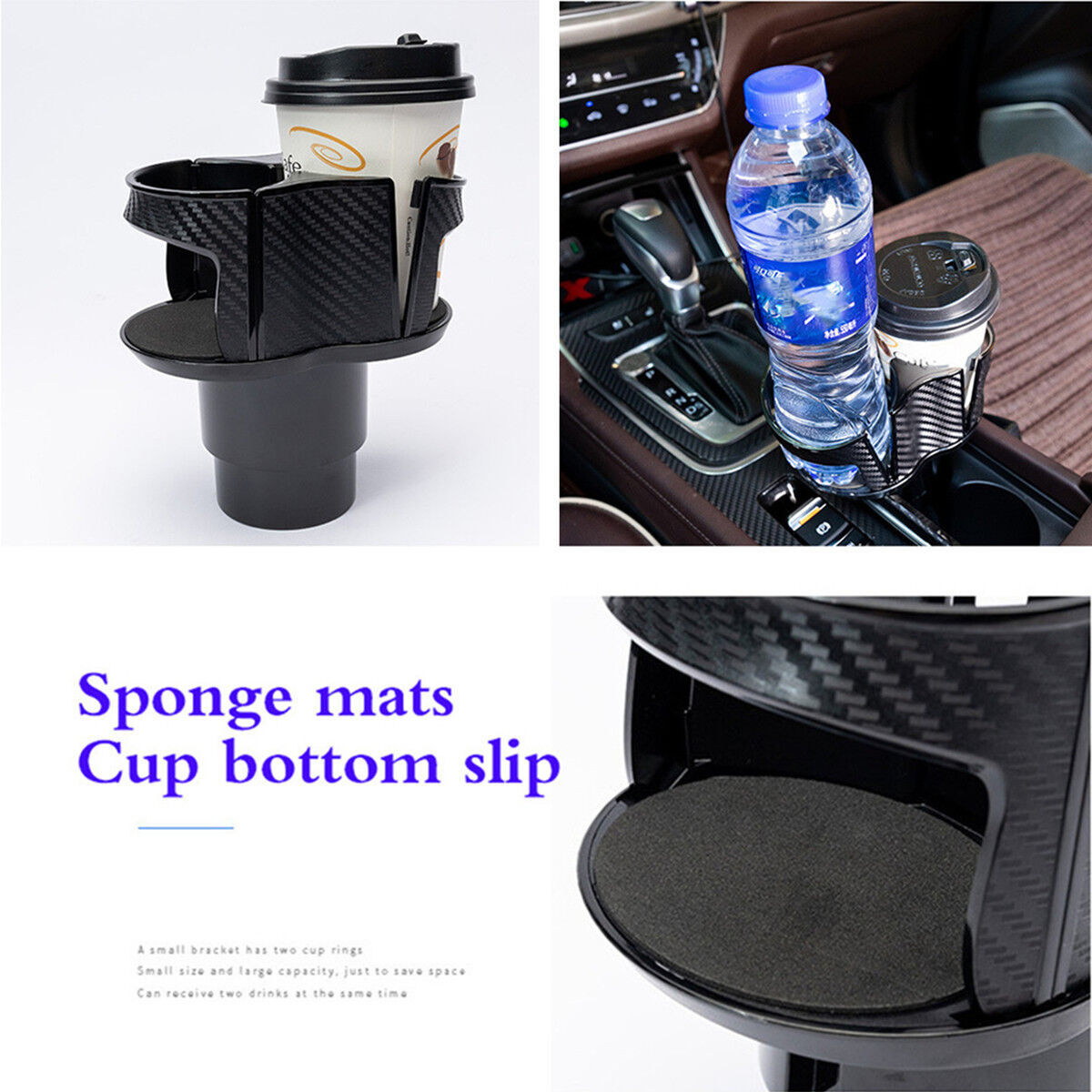Carbon Fiber Center Console Drink Cup Holder Box for Car Interior Accessories