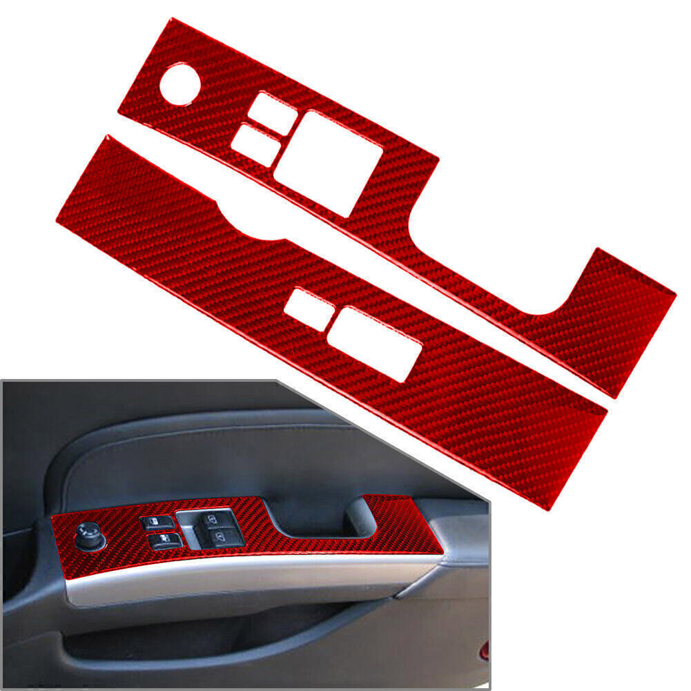 for Nissan 350z 03-2009 RHD 2 x Red Carbon Fiber Window Lift Switch Panel Trim