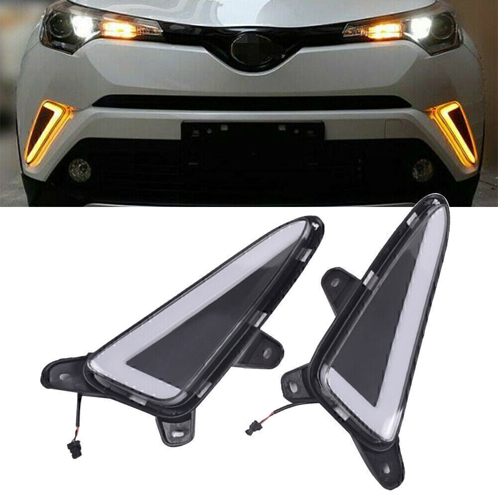 2X LED Daytime Running Lights Yellow Turn Signal Fog Kit Fit for Toyota CHR C-HR