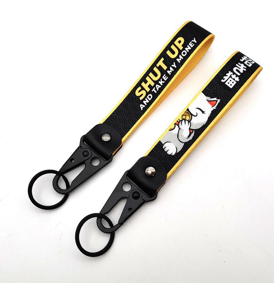 Car keychain, keyring with hanging rope, car accessories suitable for JDM, black suitable for - v