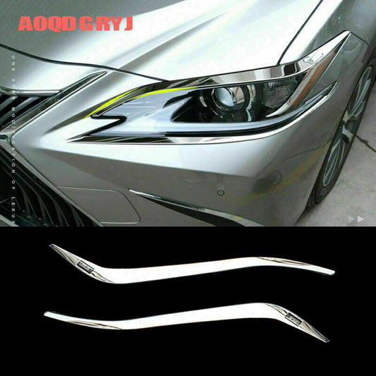 2P for Lexus ES350 300h 2019-2022 Chrome Headlight eyebrow Moulding trim strips