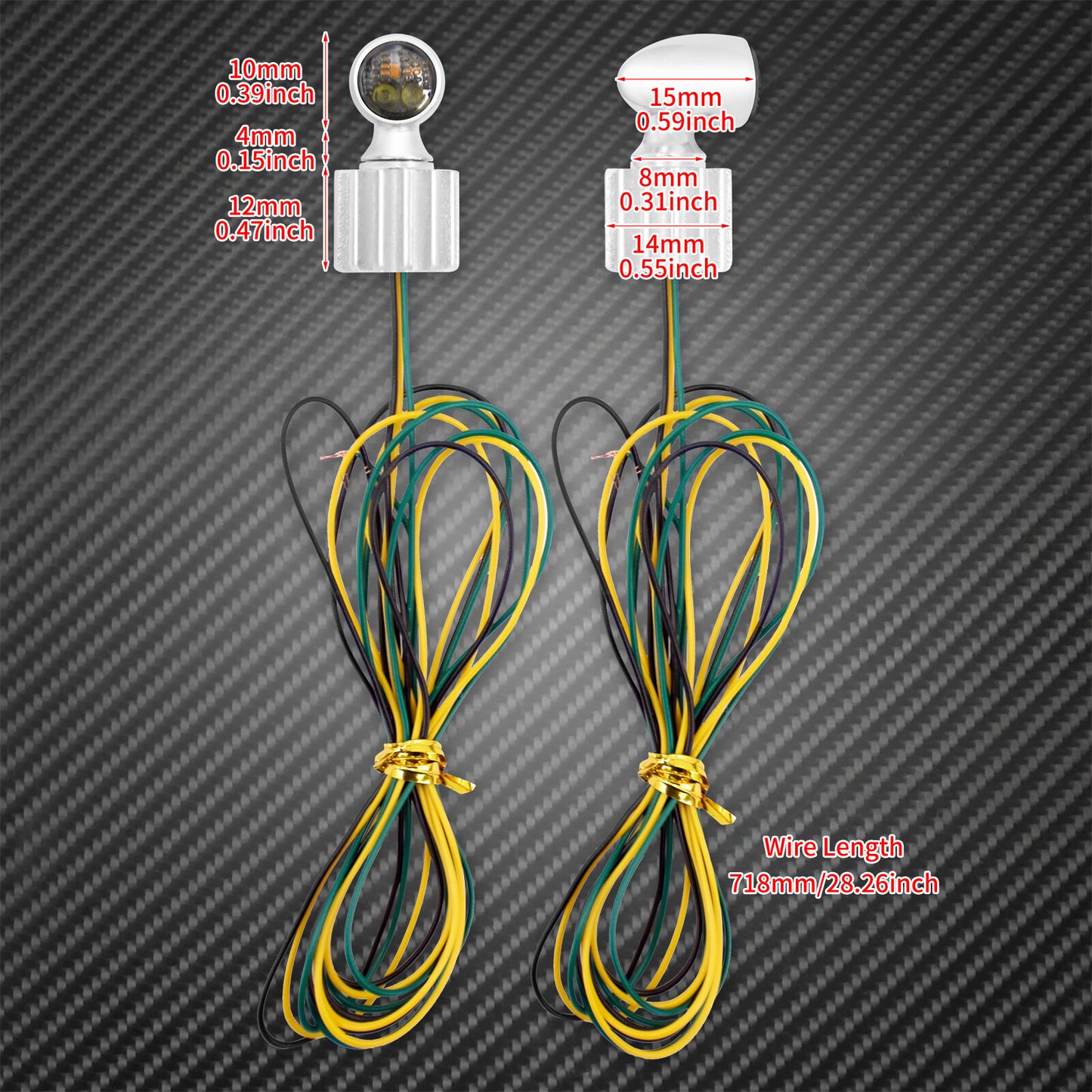 Chrome for Mini LED Turn Signal Running Indicator Blinker Light Fit for Harley Dyna Q