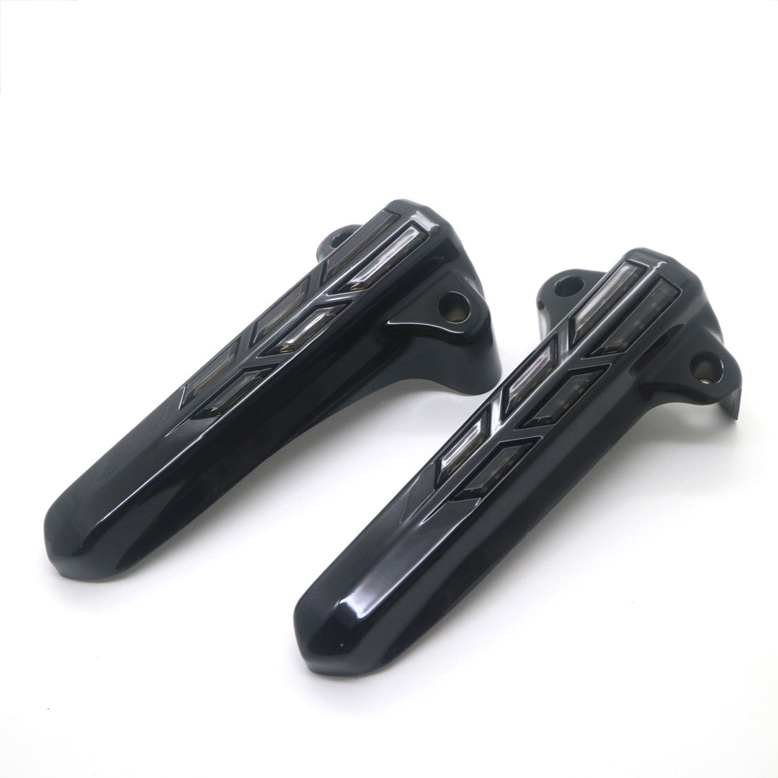 Red LED Light Front Lower Fork Leg Black Covers for Harley FLHR FLHT FLHX 14-17 Q