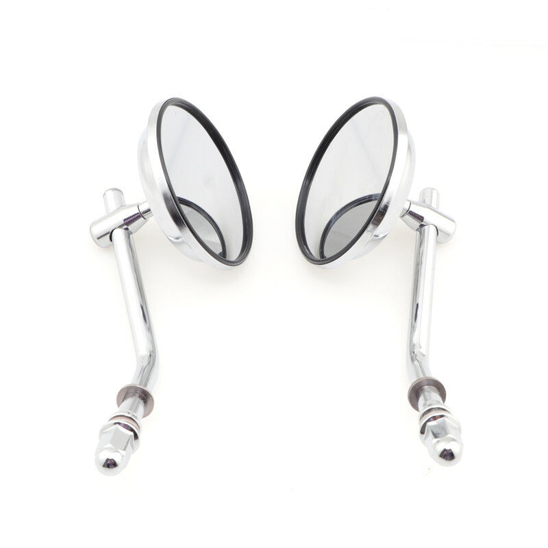 3Chrome Round Rear View Side Mirror for Harley Sportster Dyna Softail 1990-2014 Q