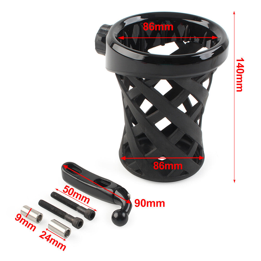 Universal Handlebar Cup Holder Drink W/Mesh Basket Mount Longer for Harley Motor Q