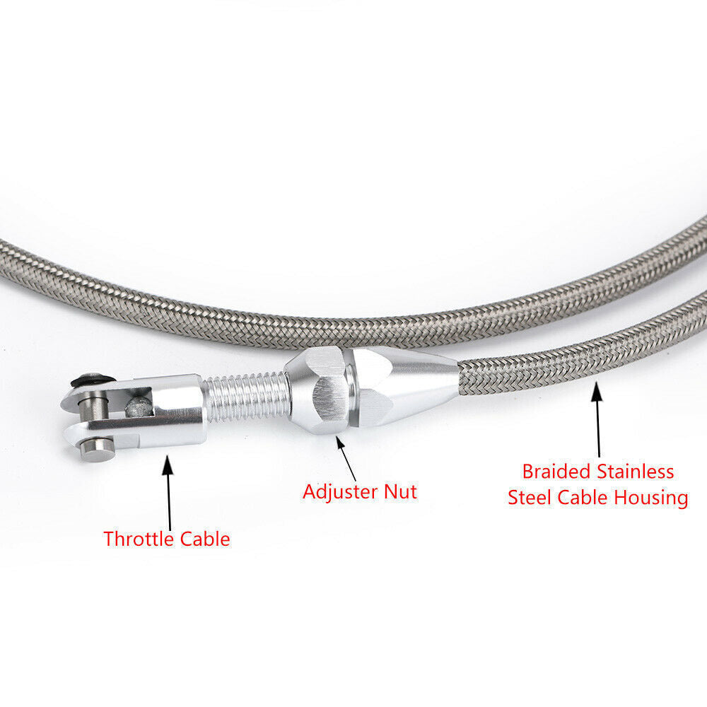 36'' throttle cable suitable for 4.8L, 5.3L, 6.0L, and 5.7L LS1 interchangeable stainless steel models. n