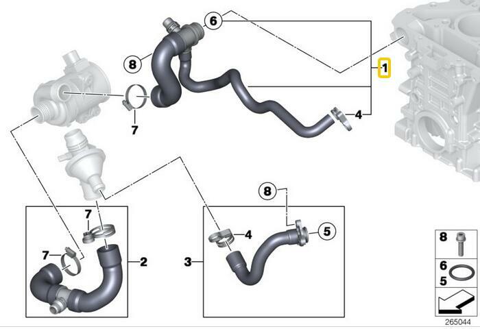Cooling system water hoses suitable for F07, F10, F20, F22, F30, F32, X1, X3, X4, Z4 - n